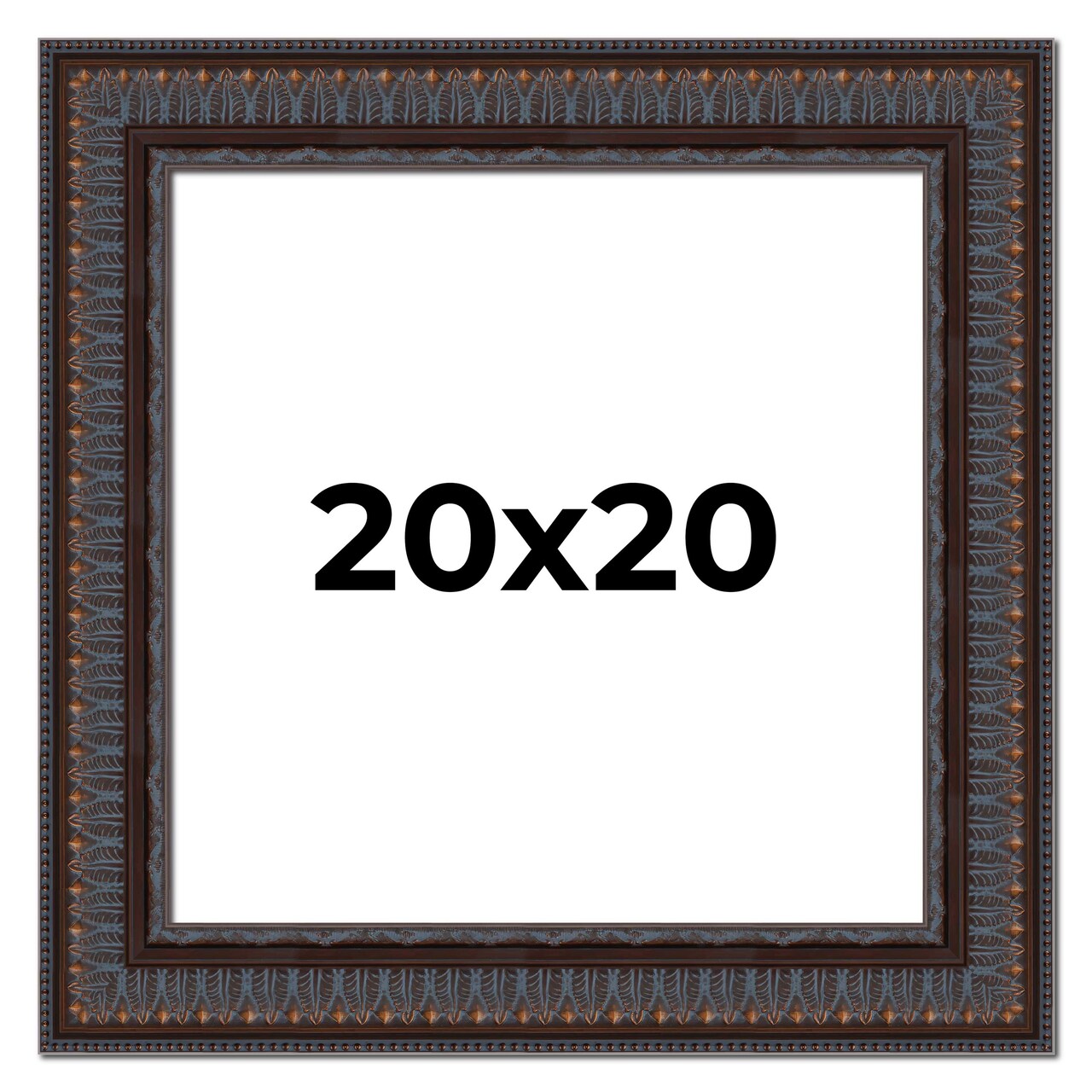 Square 3.5" Wide Ornate Brown Frame - UV Acrylic, Foam Board Backing, Hanging Hardware